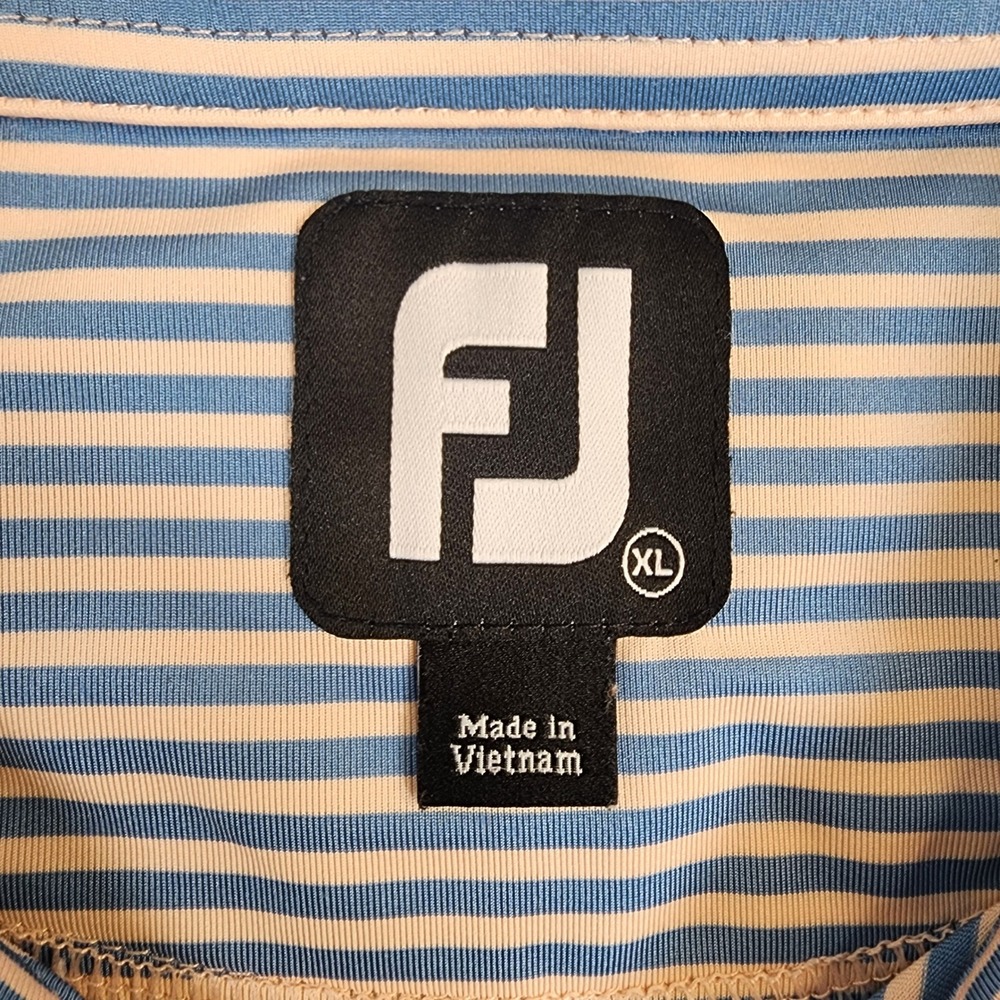 FootJoy FJ Striped Golf Polo Shirt Mens XL‎ Blue White Short Sleeve Performance - Picture 4 of 9